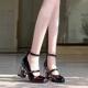 玛丽珍鞋 法式 复古单鞋 女2027新款 子定制 大码 春秋鞋 玫瑰粗跟高跟鞋