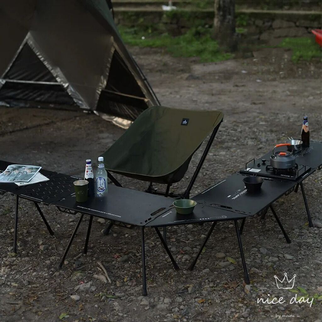 户外露营铝合金可折叠便携升降IGT折边战术桌炉架单元板轻量化装