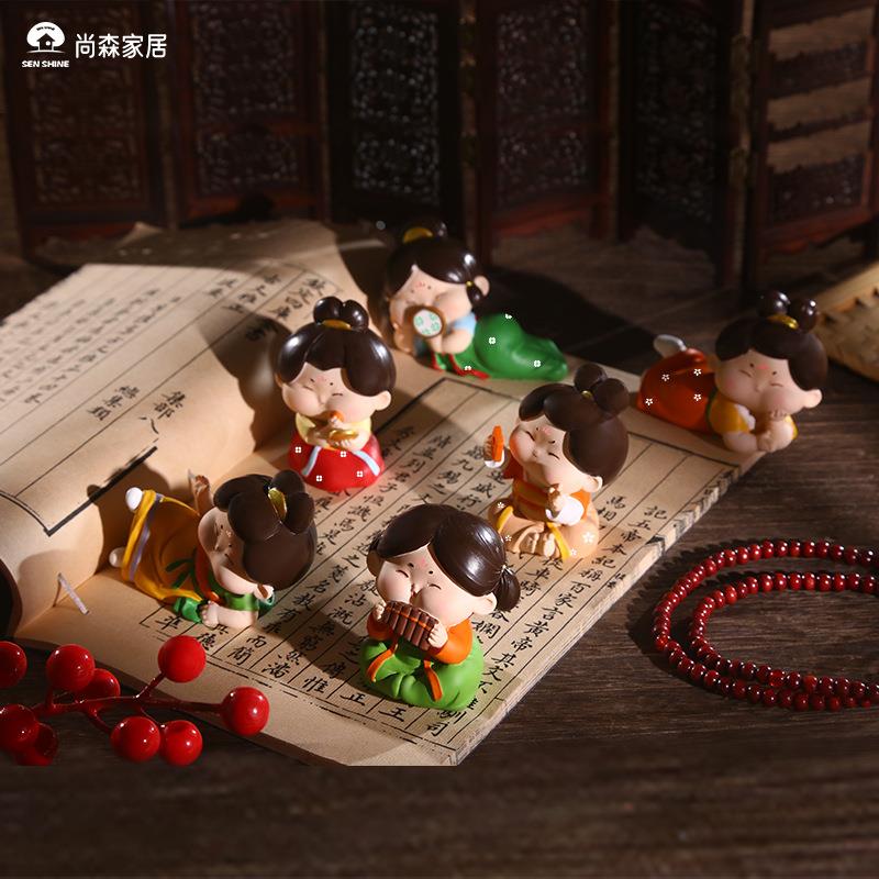 中式人物唐仕女家居古风汽车摆件客厅装饰品小摆件高级感小众可爱