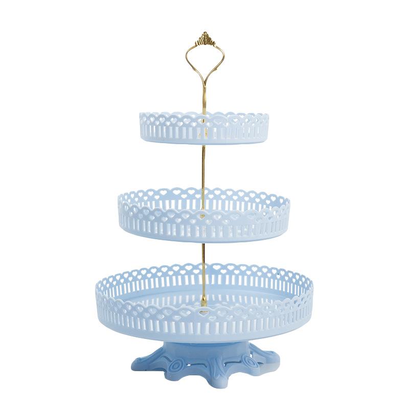欧式多层蛋糕架生日趴三层水果盘轻奢风客厅糖果盘零食盘点心盘定