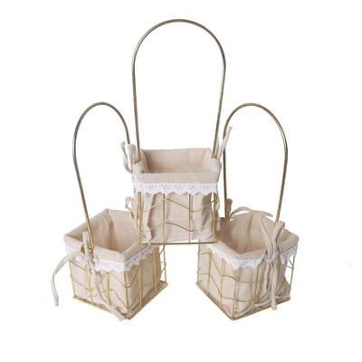 ins金属花篮手提铁艺花篮方形圆形花架鲜花创意家居收纳框摆件定