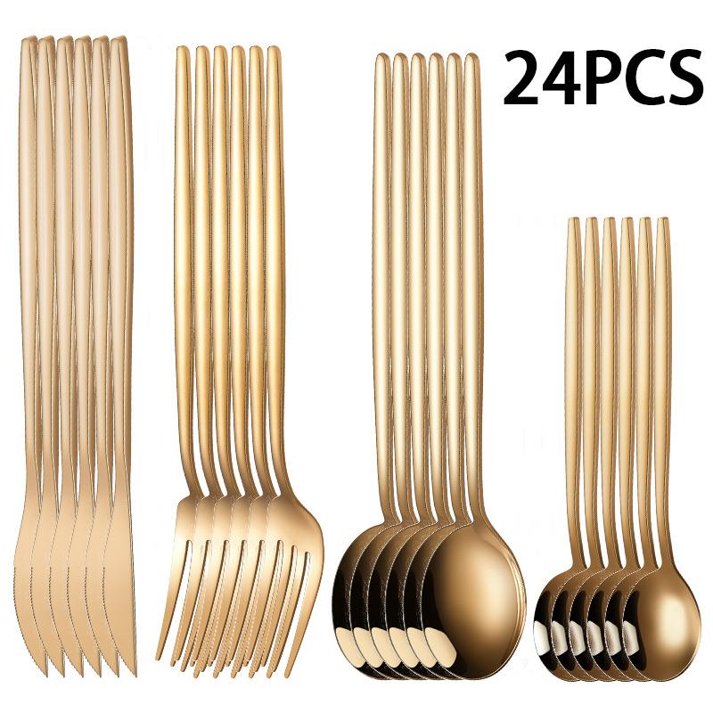 葡萄牙不锈钢餐具套装24件套全套家用加厚西餐牛排刀叉勺礼品定制