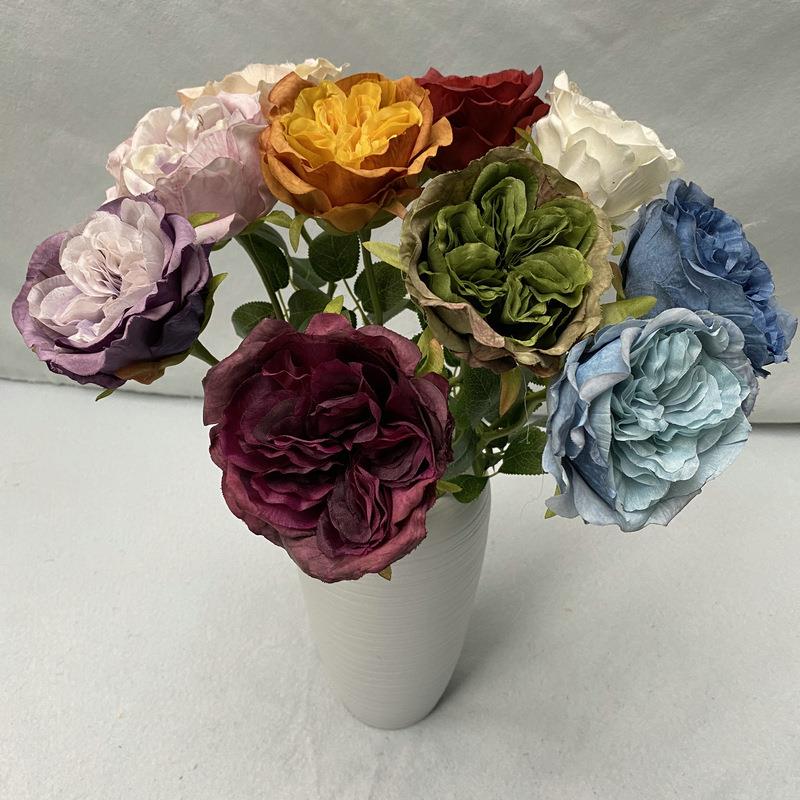 单只开心玫瑰仿真花婚庆手捧花束家居装饰花客厅卧室摆件花定制