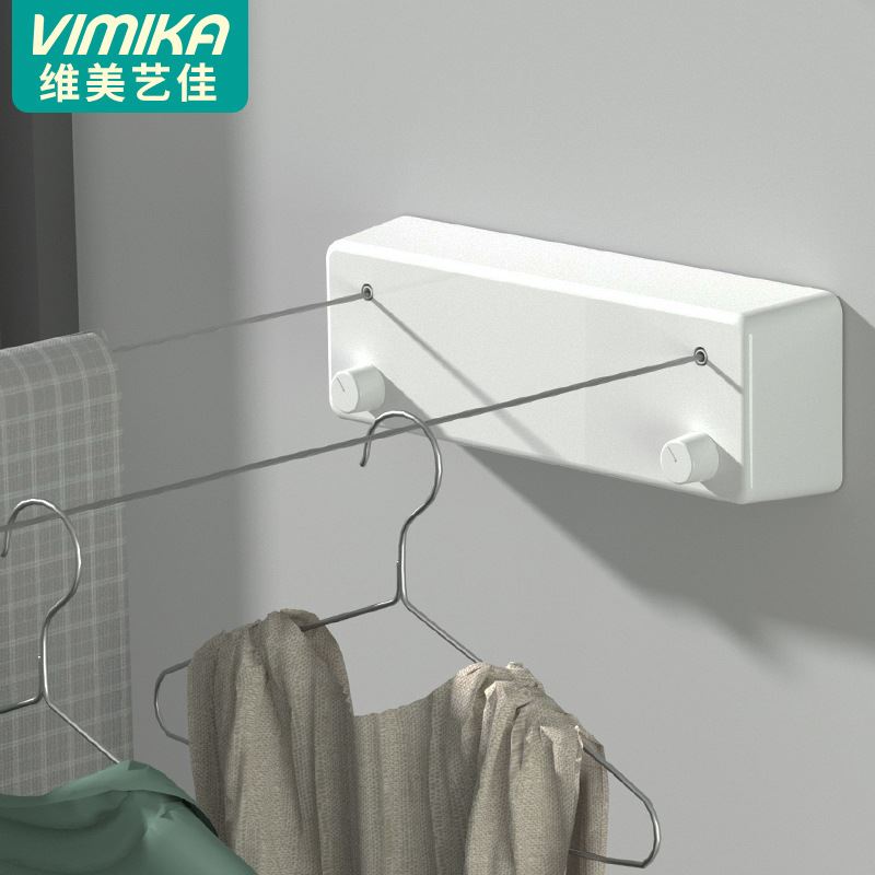 免打孔伸缩隐形晾衣绳 室内外阳台晾晒衣架晒衣神器晾衣杆