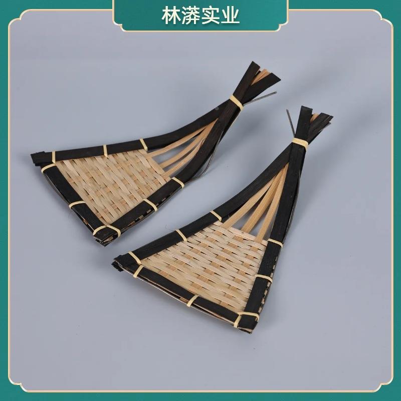 黑边三角垫迷你竹编篮小果篮小竹篮特色小筐果盘盘饰装饰寿司配件