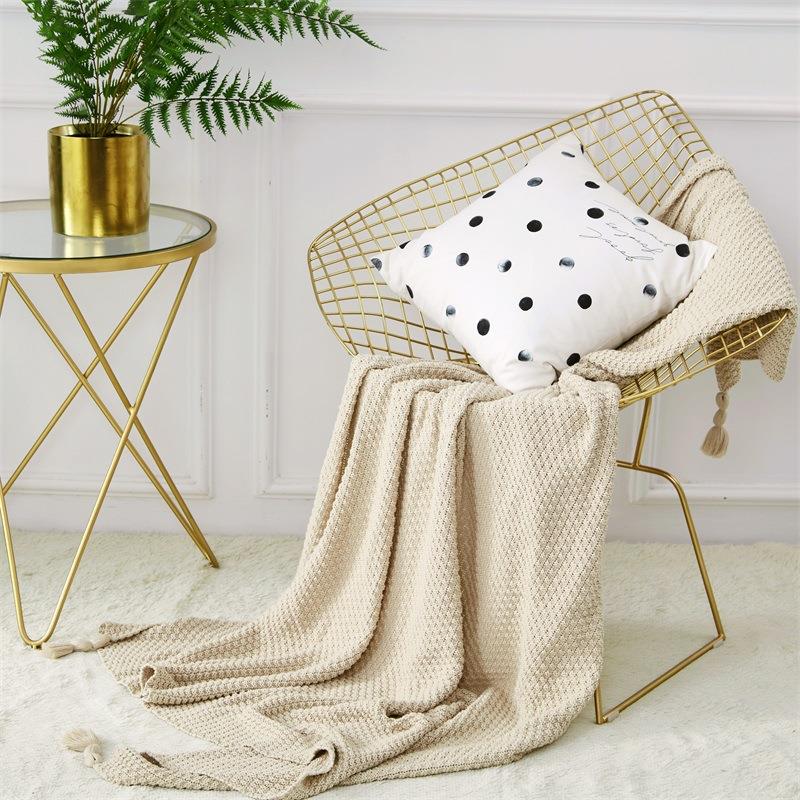 针织线毯 新款桂花流苏毛线毯子 办公室午休毯空调毯拍照道具定制