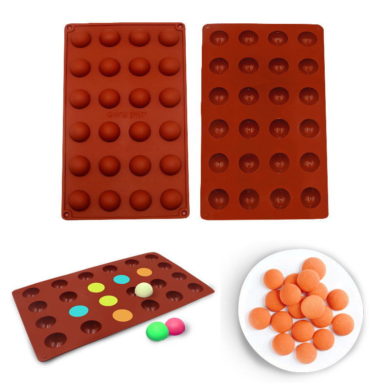 半圆形硅胶蛋糕模24连硅胶巧克力造型月饼馅烘焙模冰格冰块模