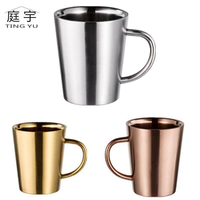 外贸新款不锈钢双层咖啡杯创意水杯隔热家居用品啤酒杯子定制