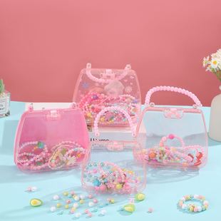 透明手提收纳盒创意儿童饰品发饰包装盒DIY化妆盒儿童手提包