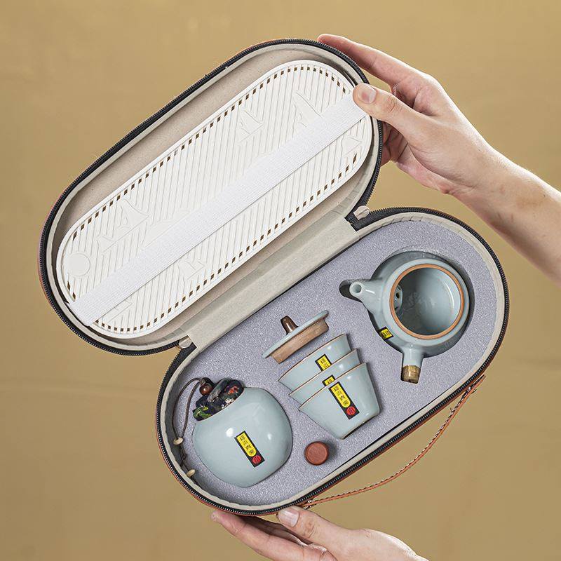 汝窑侧把壶旅行茶具小套装便携户外功夫茶盘杯礼品伴手礼,节庆用品/礼品,伴手礼,淘宝优惠券,粉丝福利购,淘宝优惠卷