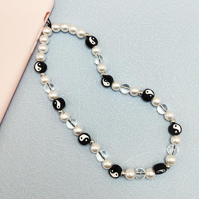 时尚黑白八卦软陶手机链