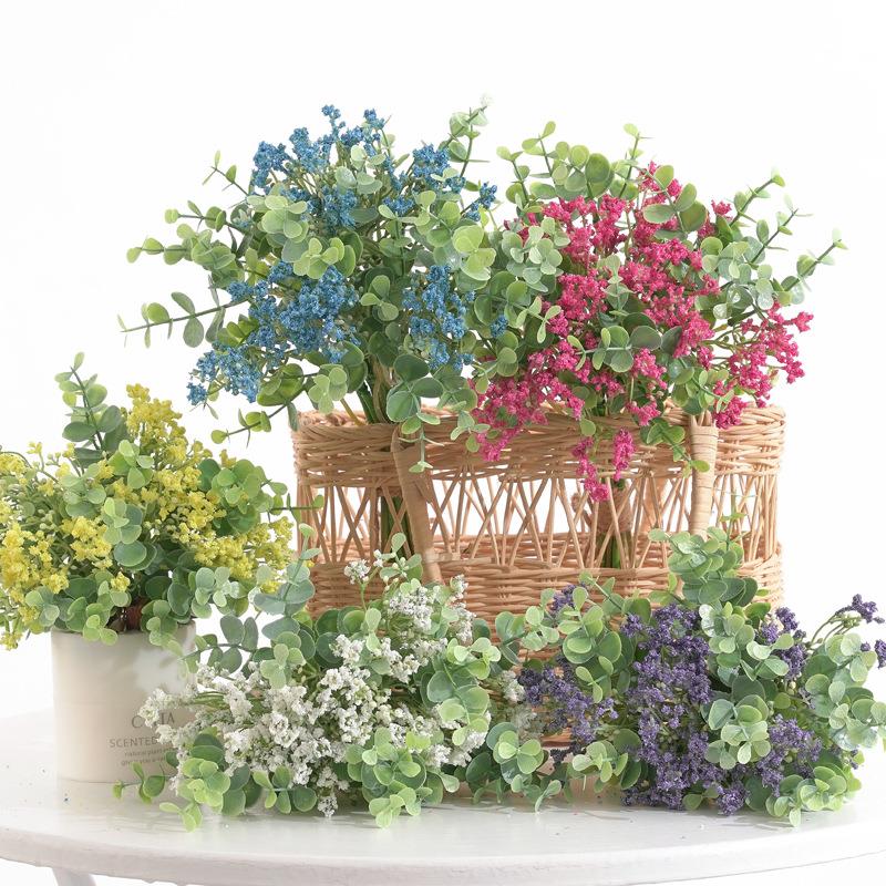 仿真绿植 12叉尤加利满天星手札 家居客厅 橱窗装饰 婚庆摄影摆件