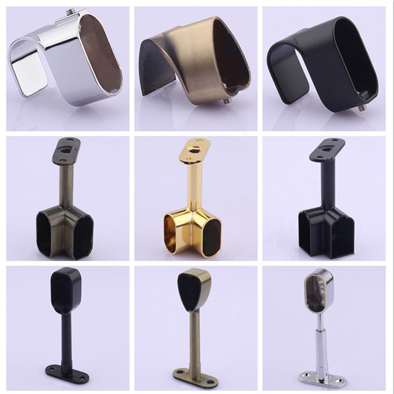 衣柜配件挂衣杆转角法兰座多款式加厚合金转角衣托顶装吊通衣通座