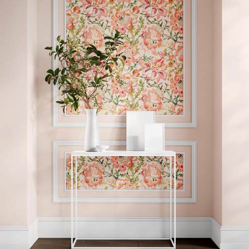 复古花卉流行蜜桃粉潘通2025手绘森林绿植自粘壁纸卧室浴室花壁纸