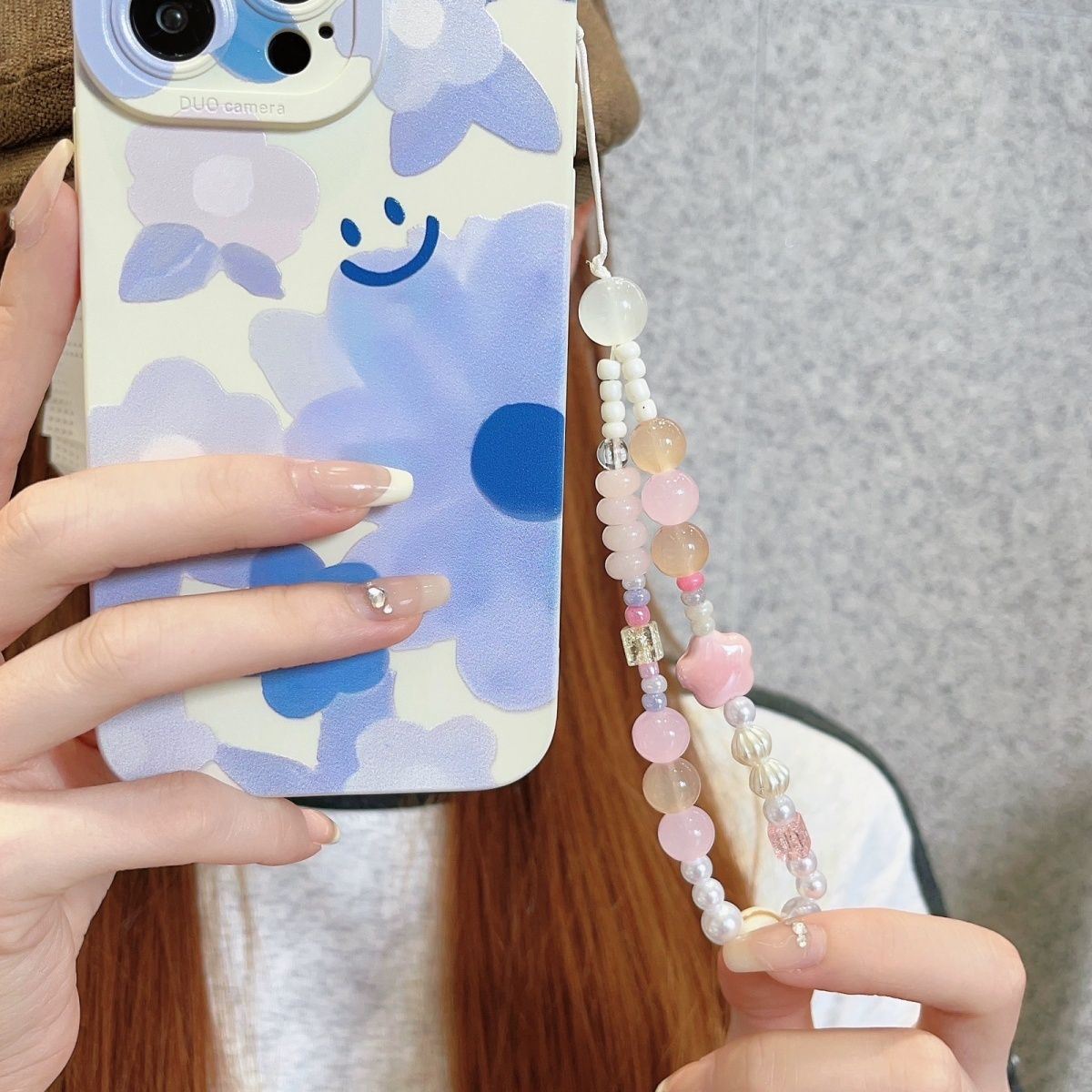 ins小众少女粉串珠简约diy手机链条ccd相机包包挂件装饰手提