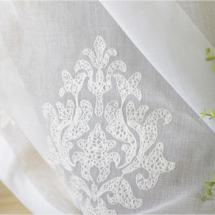 白色刺花棉欧式窗帘窗纱布料帘 window gauze 纱帘定制