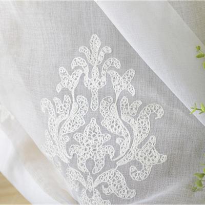 白色刺花棉欧式窗帘窗纱布料帘 window gauze 纱帘定制