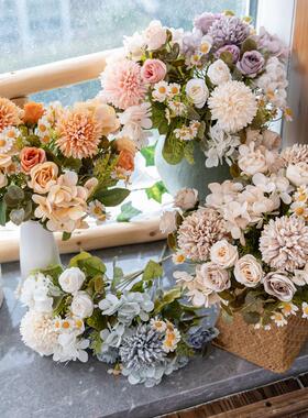 假花秋色洋甘菊花束INS风仿真花厂家家居装饰跨境婚庆MW66792定制