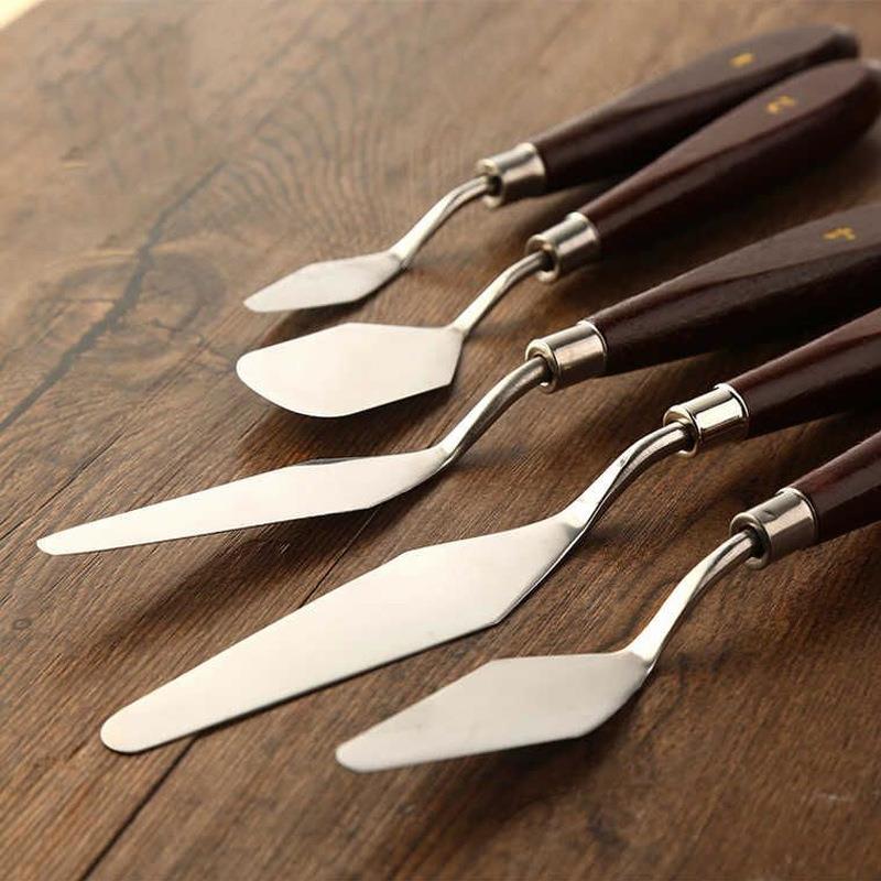 绘岳油画刀套装美术水粉颜料工具刮刀调色刀不锈钢圆头平头尖头定制