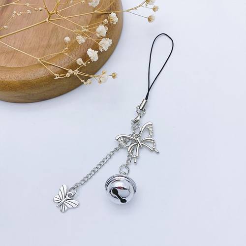 动漫角色衍生银蝶流苏铃铛吊坠手机链U盘防丢挂链古风挂包饰品