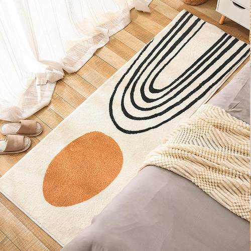 卧室地毯小清新莫兰迪色加厚床边毯满铺仿印花地垫定制