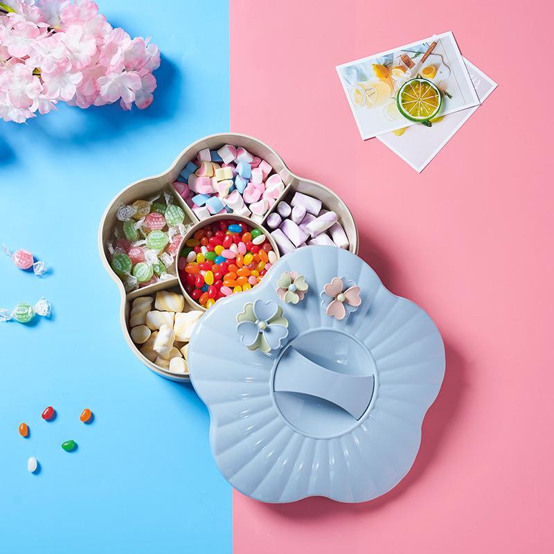 蝴蝶干果盘客厅花朵款糖果盘坚果果盒结婚过年零食干果盒分格密封