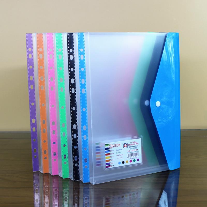 创意A4活页多孔袋纽扣插页袋十一孔透明文件袋学生试卷办公收纳袋定制
