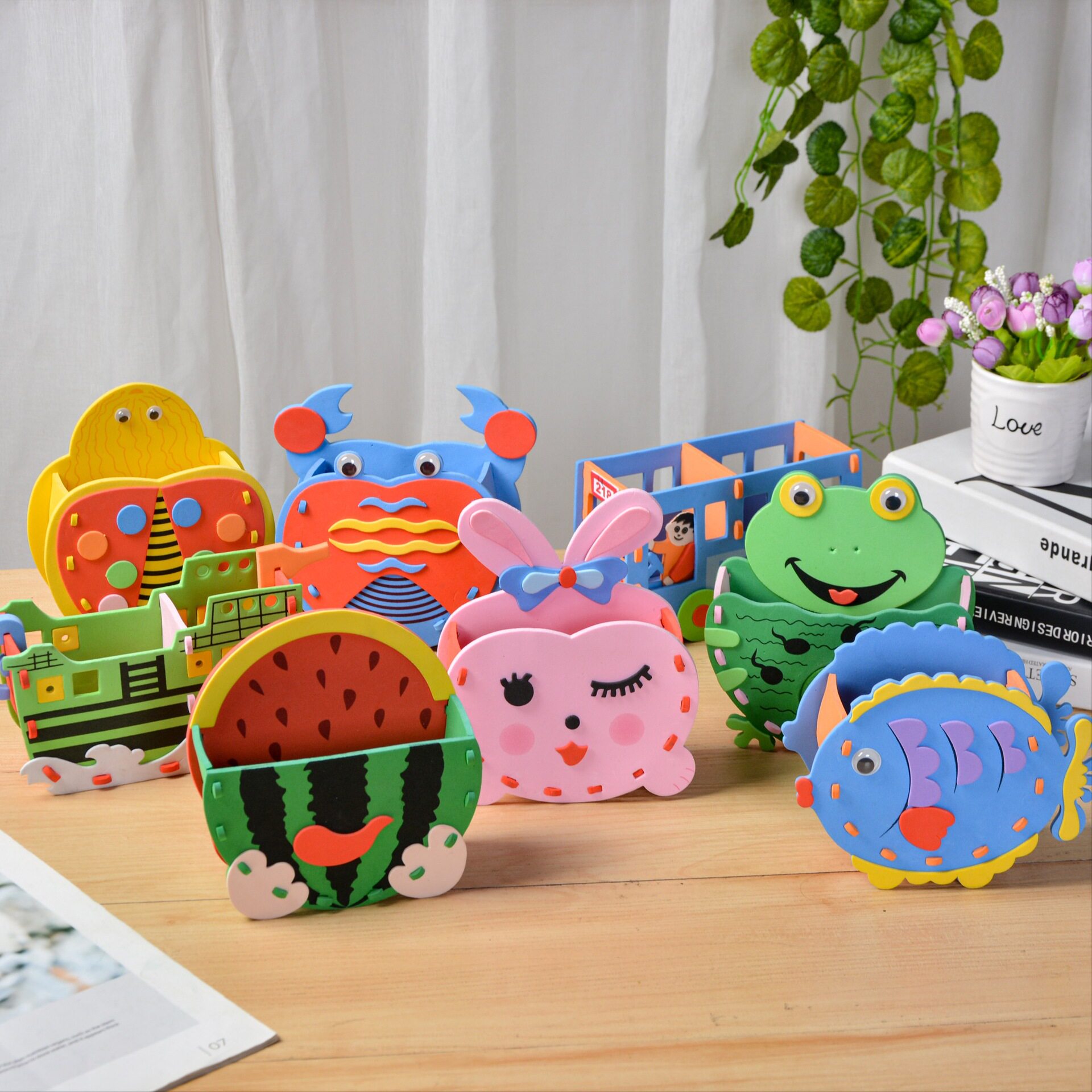 儿童手工制作 eva笔筒 海绵粘贴纸贴画幼儿园diy材料包 创意玩具