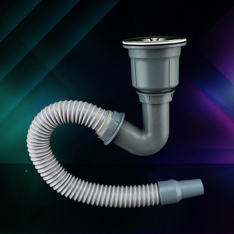 50全钢单下水管 提拉式下水管不锈钢洗菜盆单槽双槽下水器及配件