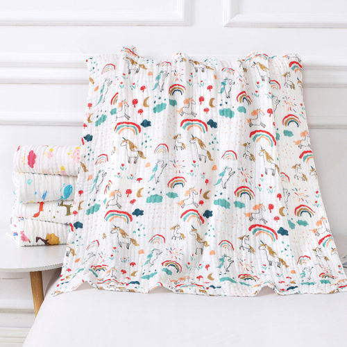 6层纱布童被儿童浴巾新生儿盖毯婴幼儿抱被厂家