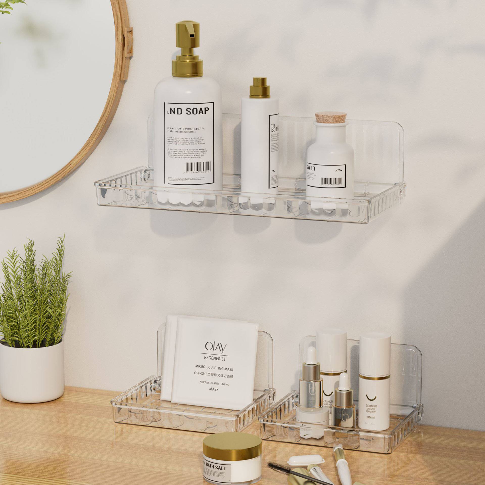 免打孔墙面置物架卫生间可折叠收纳架壁挂式柜收纳盒多功能化妆品