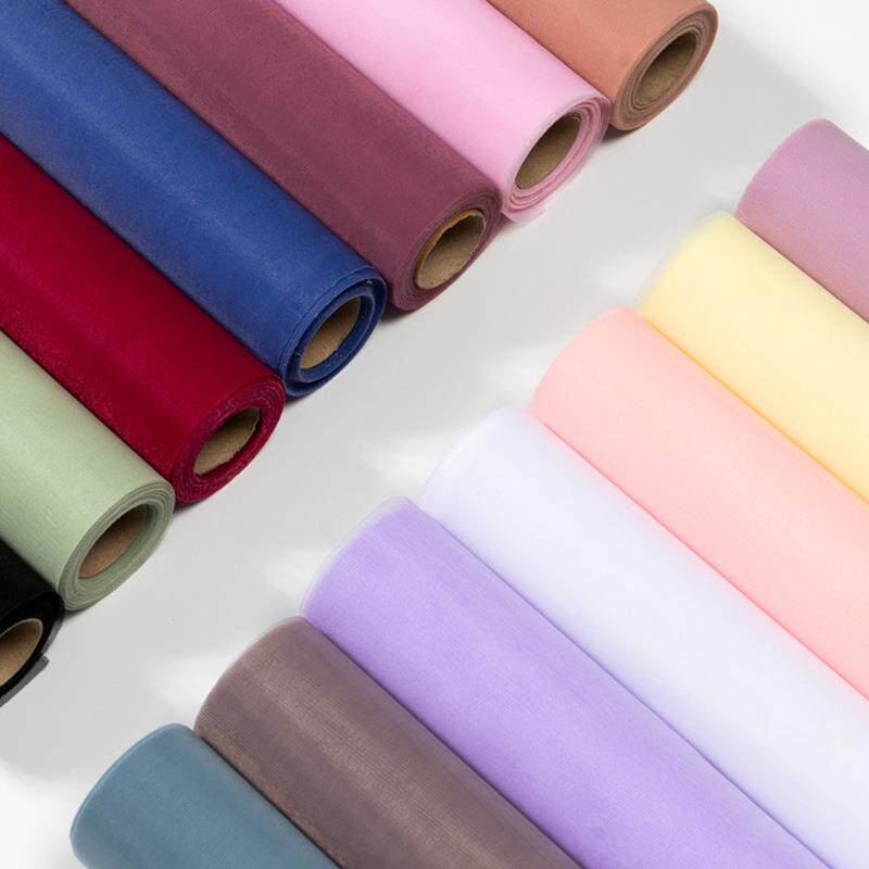 节日花束包花网纱卷柔光纱素色色彩色网纱鲜花外饰搭配花店定制