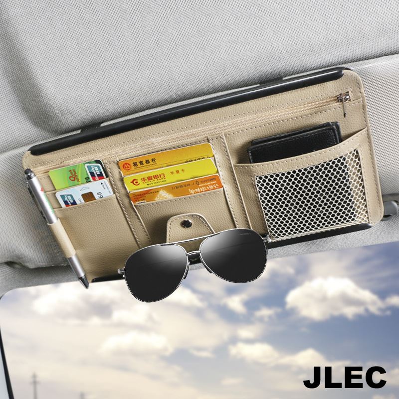 车载遮阳板收纳包胶框拉链款卡片包储物袋网袋眼镜夹证件夹