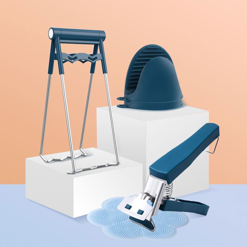 防烫夹6件套提盘器碗夹防滑提取器不锈钢碗碟夹硅胶手套