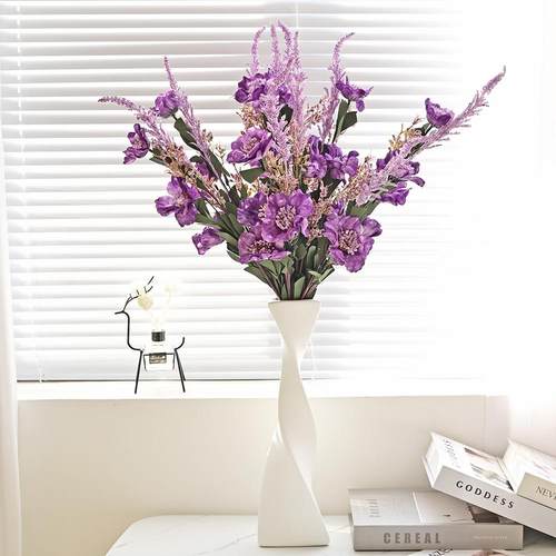 高档3叉PE谷穗泡沫牡丹花仿真花家居装饰客厅摆件假花插花餐桌ins