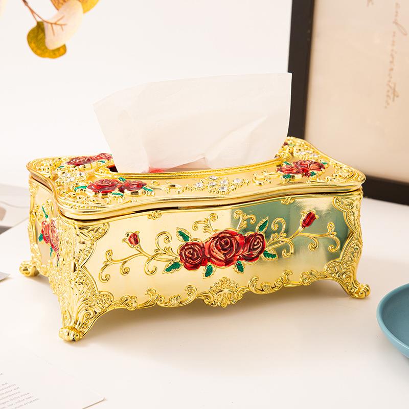 【厂家直销】欧式玫瑰花亚克力抽纸盒客厅茶几餐厅汽车塑料纸巾盒