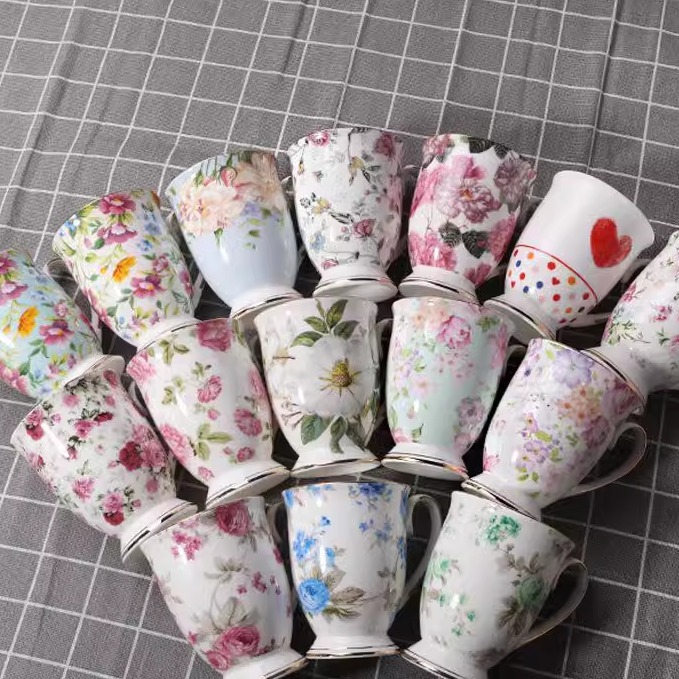 货源高脚杯马克杯骨质瓷杯子下午茶陶瓷水杯个性创意礼品印制