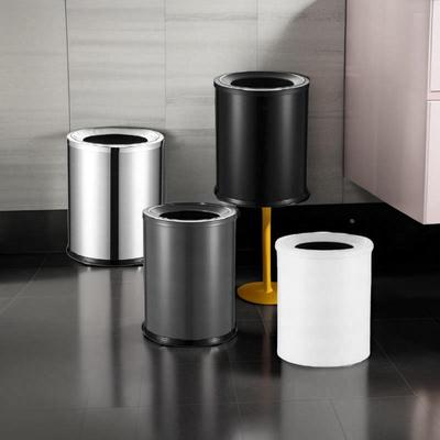 酒店客房直投圆形垃圾分类桶双层不锈钢翻盖收纳筒大容量厨房商用