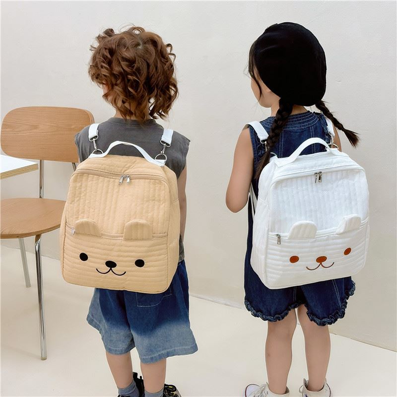 卡通儿童刺绣小背包幼儿园小孩开学季帆布双肩包女童外出轻便书包