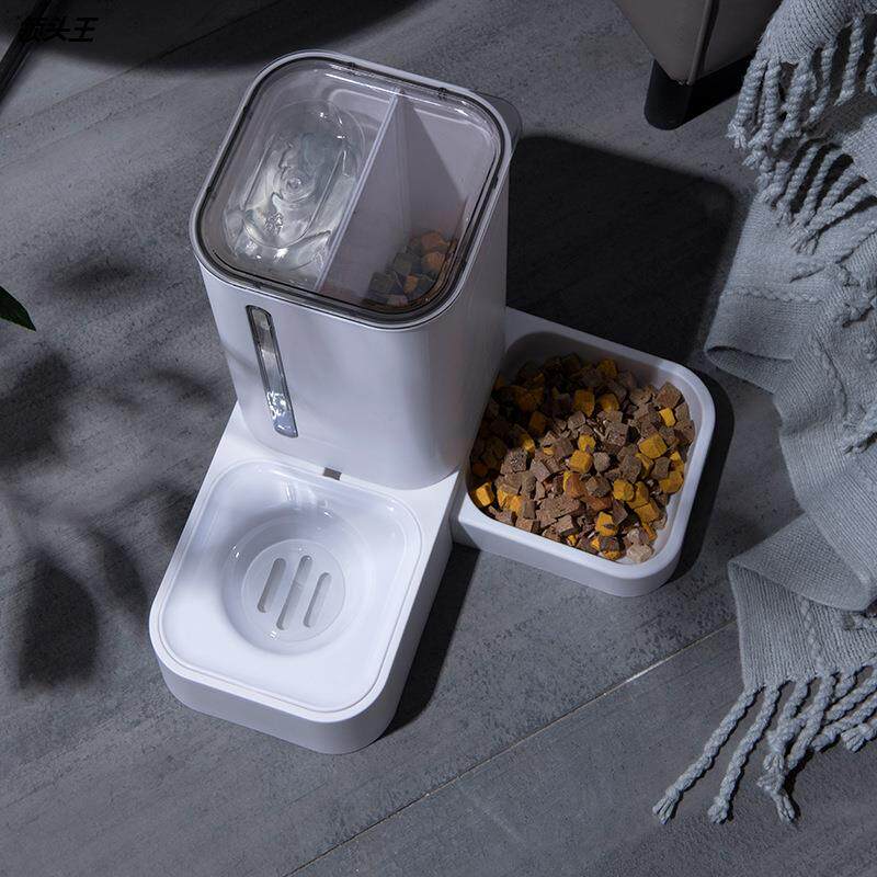 新品宠物塑料碗自动出水储粮双碗不湿嘴狗碗猫宠物碗喂食碗批发