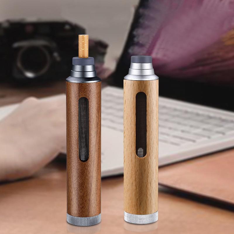 懒人车载不掉烟灰车内吸烟器随身防掉烟灰烟嘴便携烟灰缸实木定制