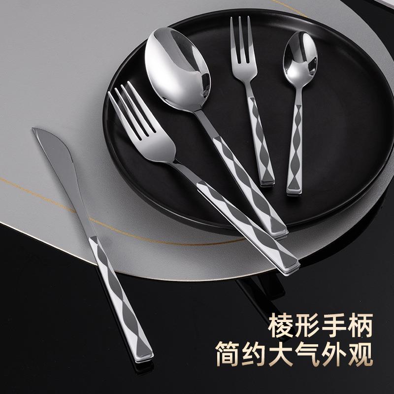 新款不锈钢餐具套装家用西餐叉酒店刀叉勺甜品叉牛排刀长柄小叉子