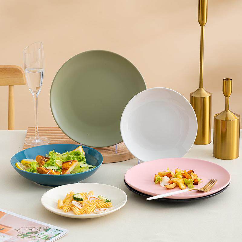 高颜值西餐盘子家用深盘简约陶瓷餐盘ins餐厅牛排盘网红餐具定制