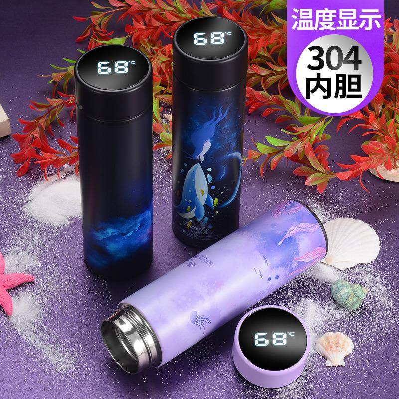智能LED不锈钢保温杯温度显示高档温度杯触摸测温彩色男女水杯子