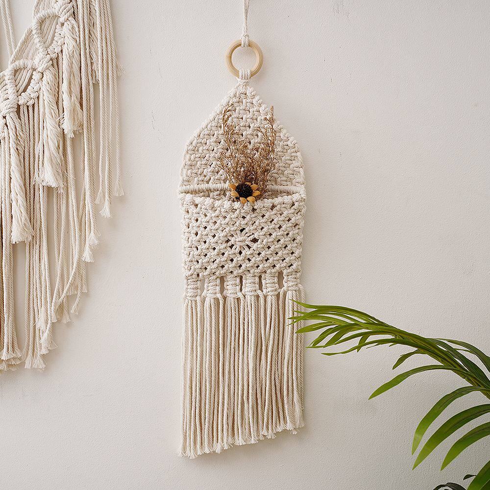 手工编织挂毯网兜干花墙壁装饰花店装饰创意干花网兜DIY插花