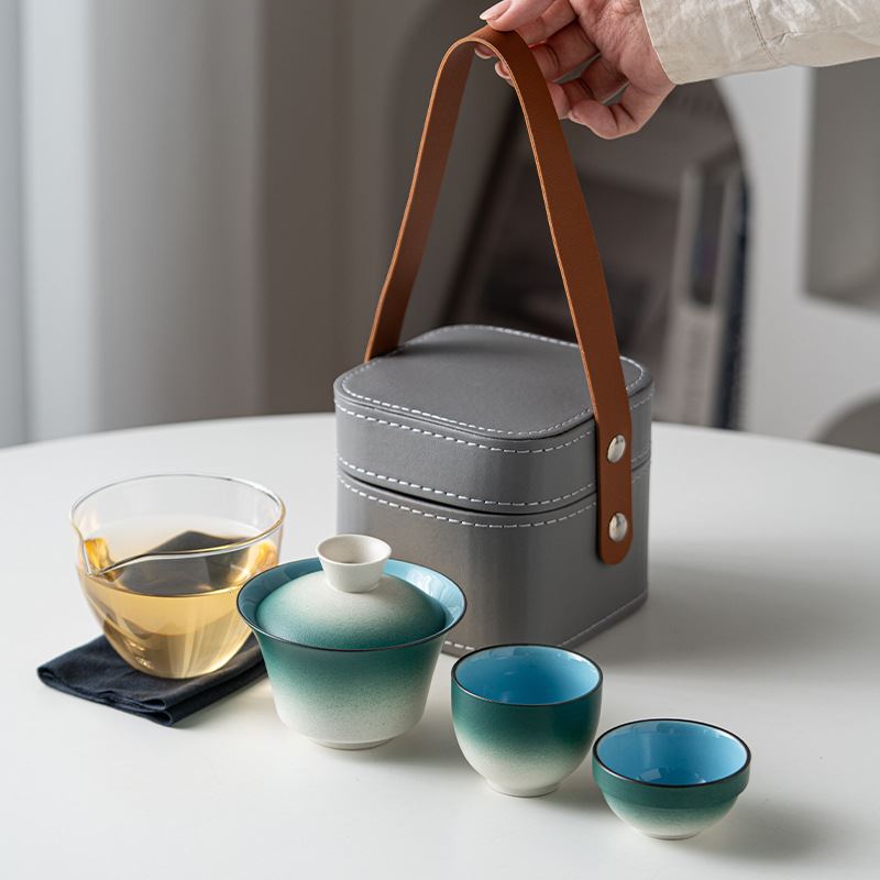 户外出差便携车载家用简约功夫旅行茶具陶瓷杯商务礼品logo