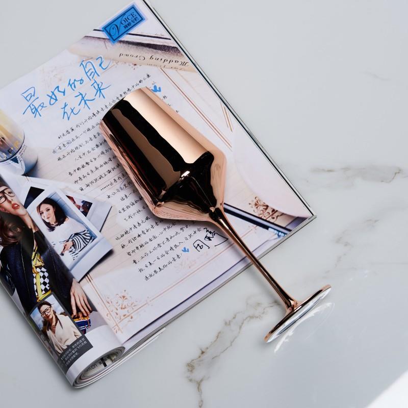 高颜值少女心酒杯玫瑰金红酒杯创意个性轻奢高脚杯电镀酒杯定制