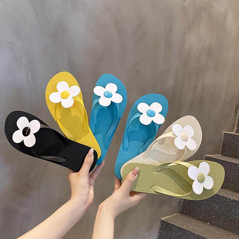 2025新款人字拖鞋女外穿夏季可爱花朵时尚百搭平底夹脚沙滩凉拖鞋