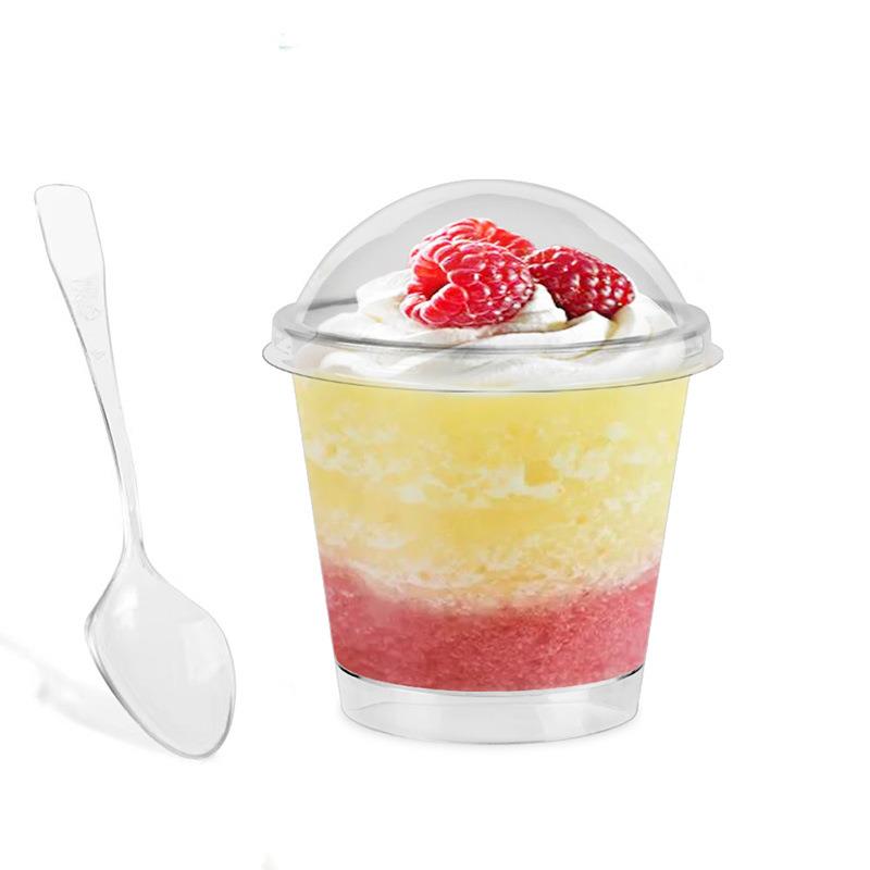 布丁杯带盖勺套装50个一次性木糠杯慕斯杯蛋糕酸奶杯塑料杯200ml