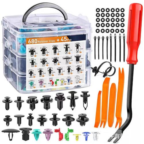 爆款725盒装卡扣通用型汽车保险杠螺丝维修柳钉紧固件配件套装